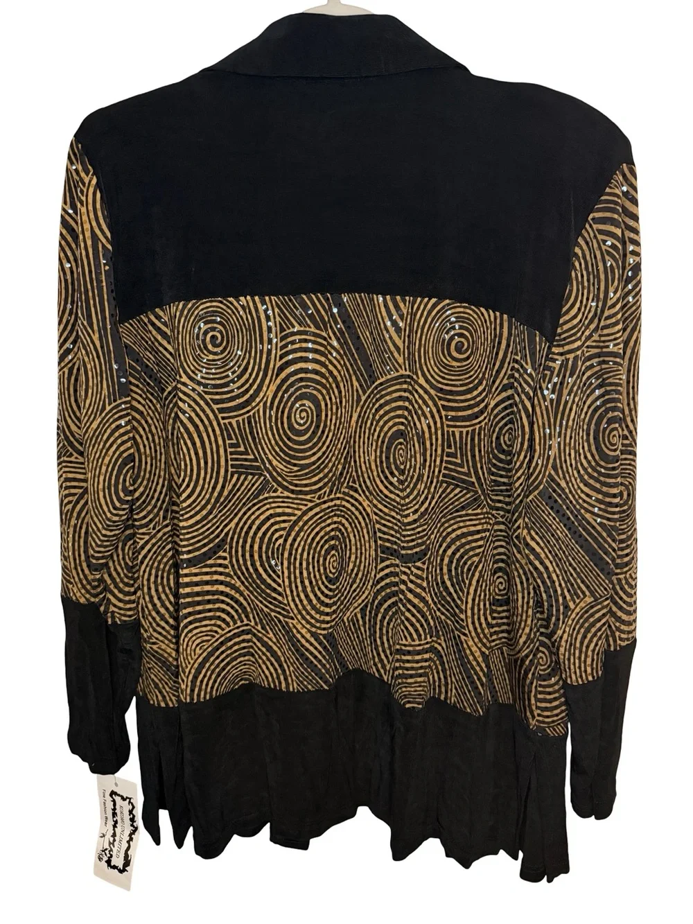 NWT Kokomo Unlimited Vintage Blouse Black Gold Swirl Sequin XL 90s Art Wear - Picture 9 of 12